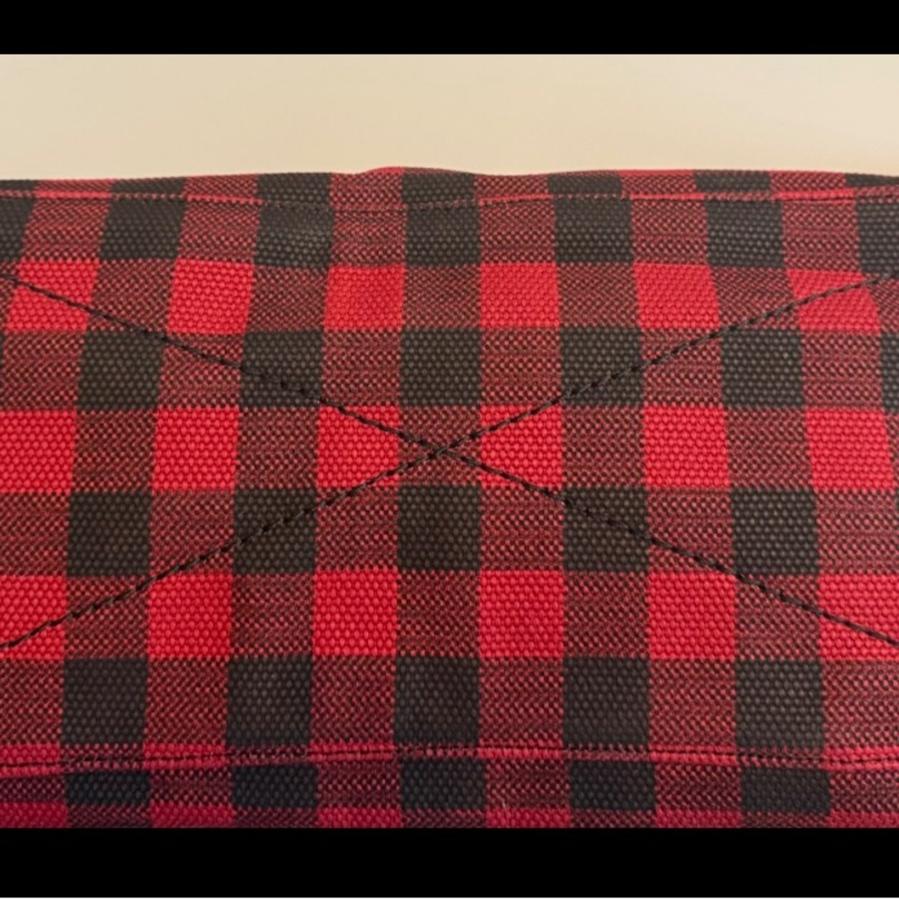 Coach Large Gingham Canvas Tote Buffalo Plaid in Ruby Red Black  39848 - Picture 6 of 8